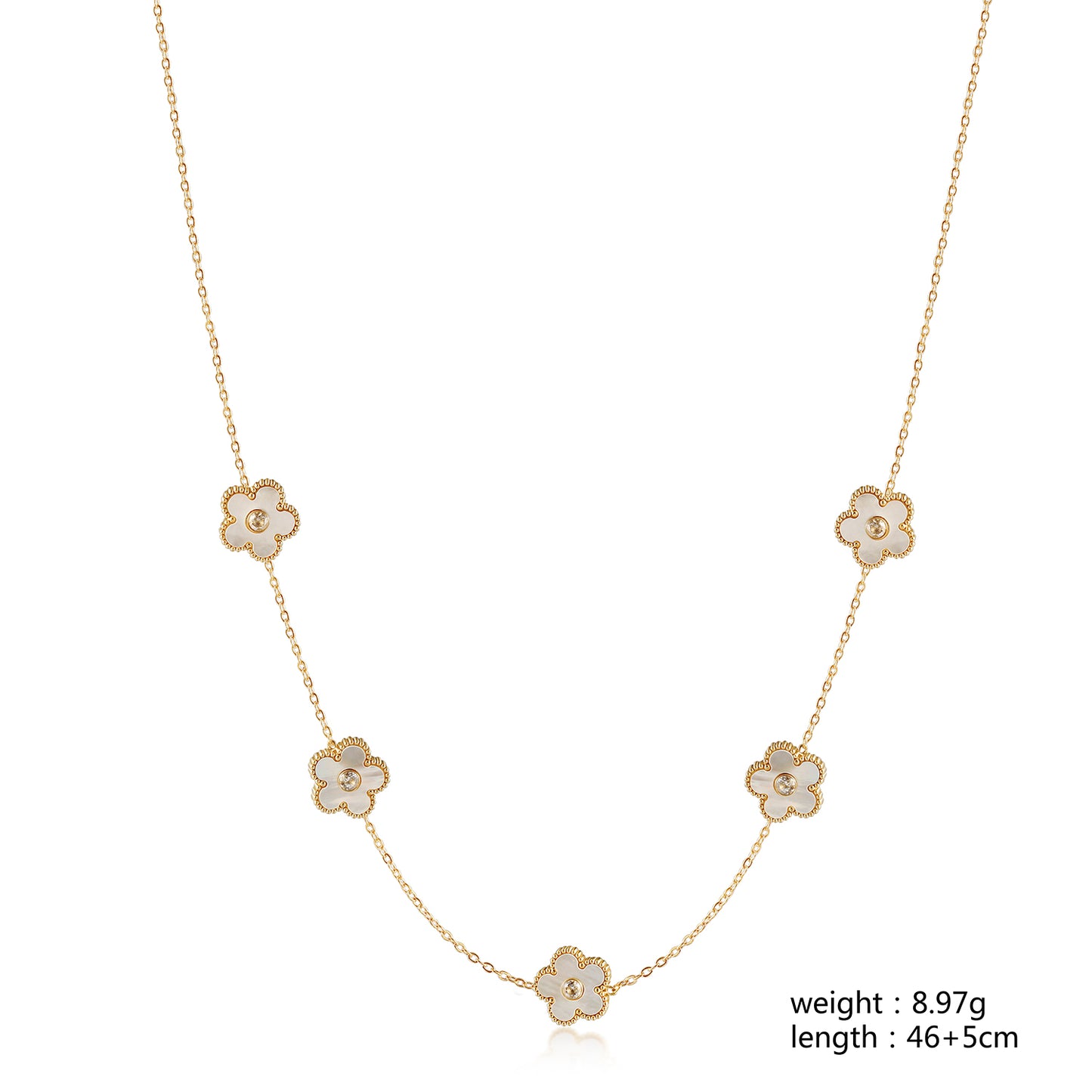 Five white floral necklaces-NSSN862STGCWT