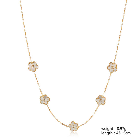 Five white floral necklaces-NSSN862STGCWT