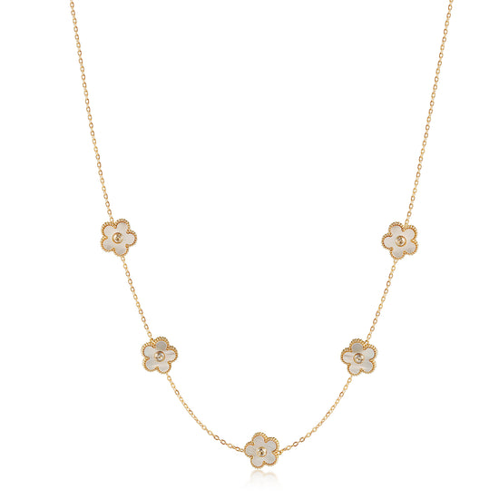 Five white floral necklaces-NSSN862STGCWT