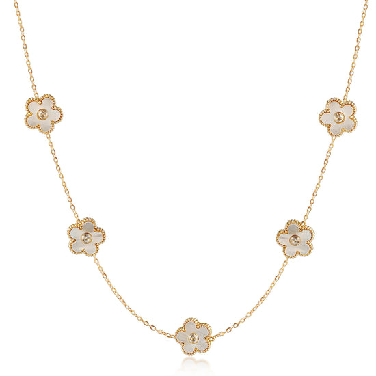 Five white floral necklaces-NSSN862STGCWT