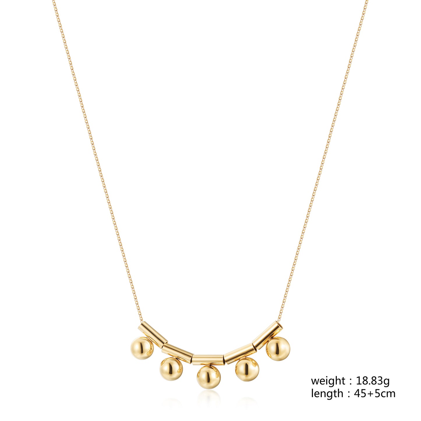 Small Steel Bead Pendant Necklace - NSSN865STGC