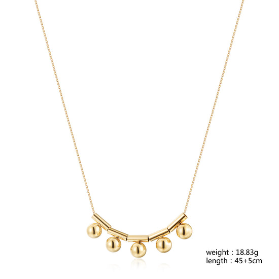 Small Steel Bead Pendant Necklace - NSSN865STGC