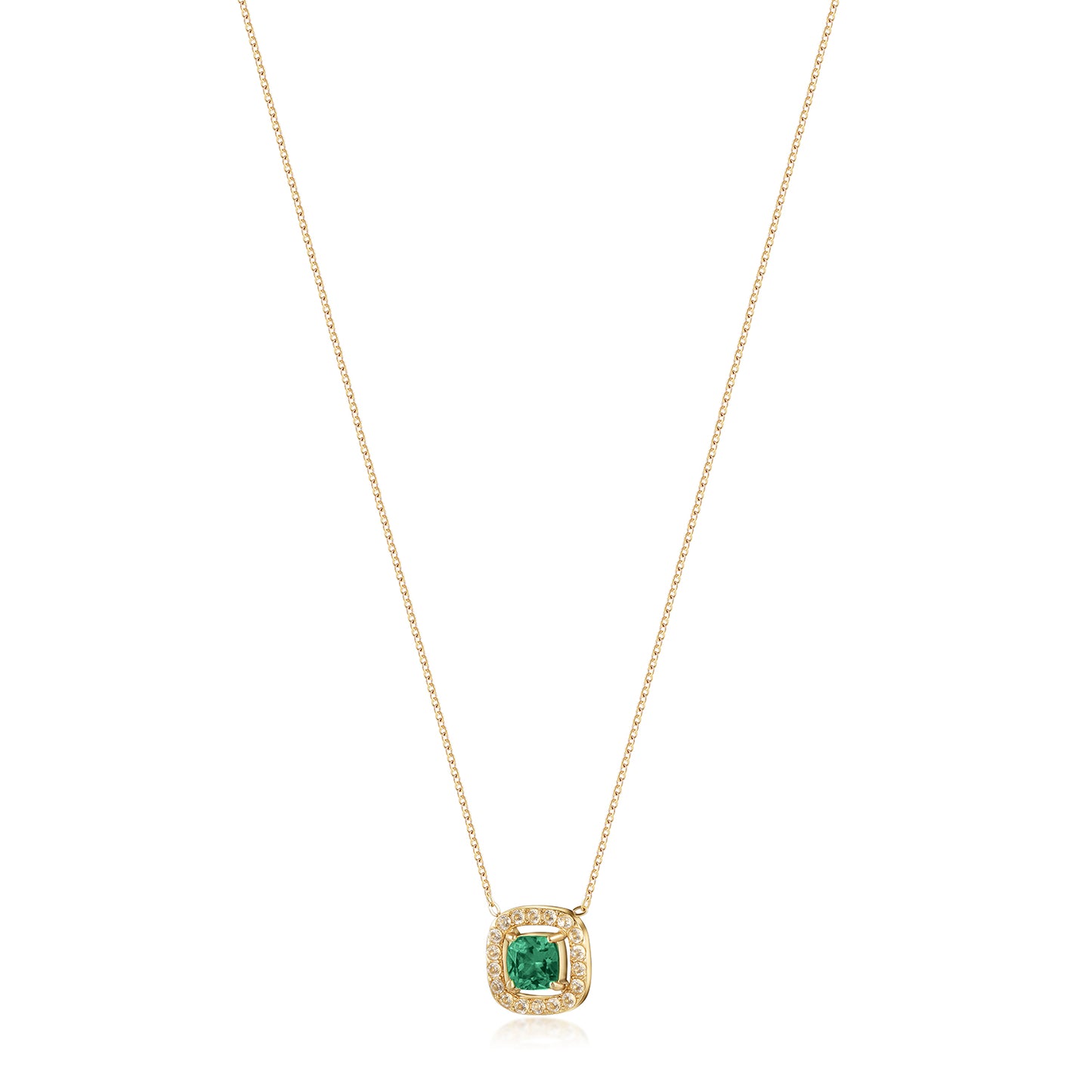 Emerald Gemstone Pendant Necklace - NSSN866STGCGN