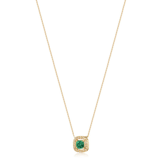 Emerald Gemstone Pendant Necklace - NSSN866STGCGN