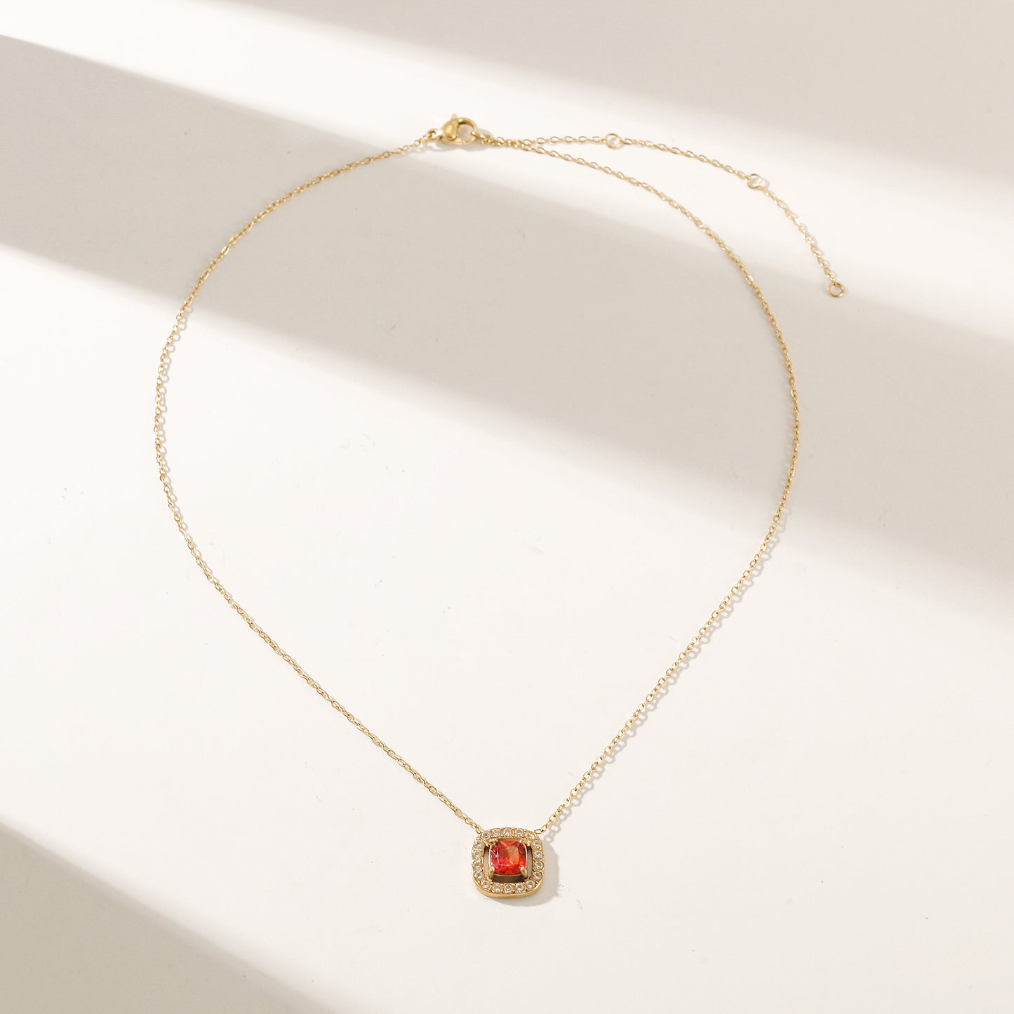 Ruby Pendant Necklace-NSSN866STGCRD