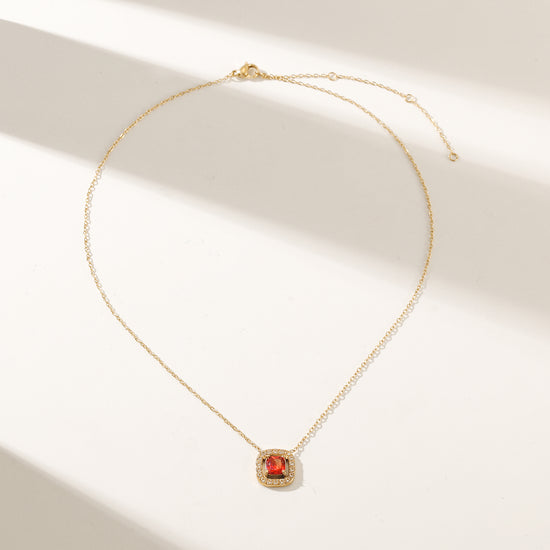 Ruby Pendant Necklace-NSSN866STGCRD