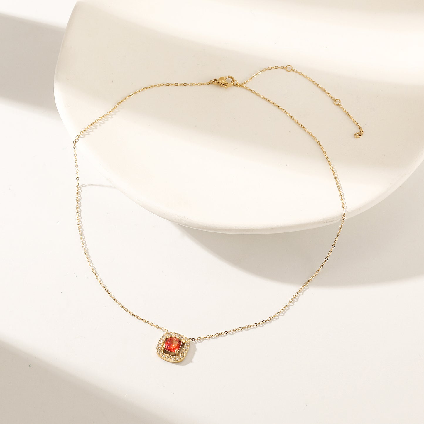 Ruby Pendant Necklace-NSSN866STGCRD