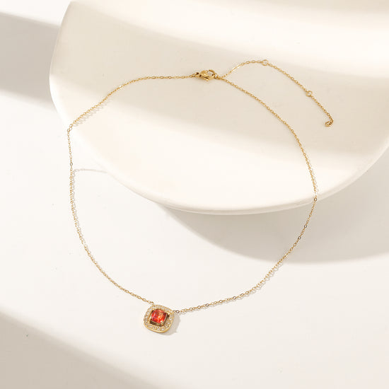 Ruby Pendant Necklace-NSSN866STGCRD
