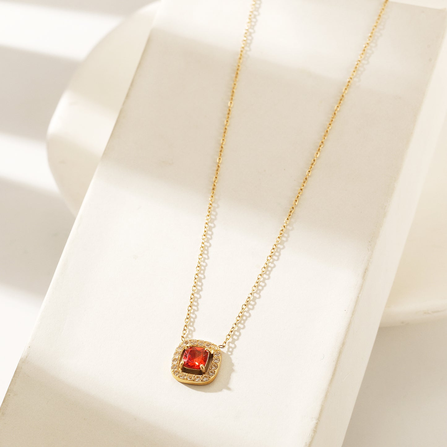 Ruby Pendant Necklace-NSSN866STGCRD