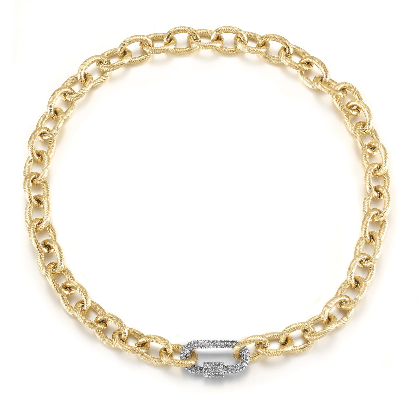 Carabiner CZ Necklace - NSSN870STGCZD-18