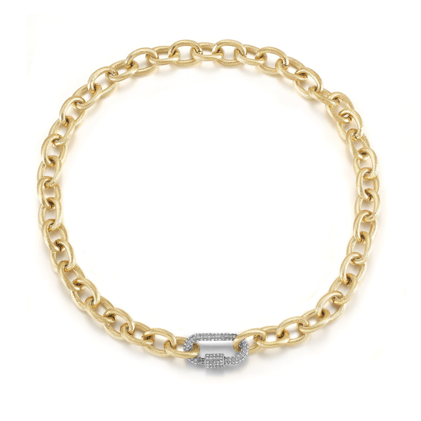 Carabiner CZ Necklace - NSSN870STGCZD-18