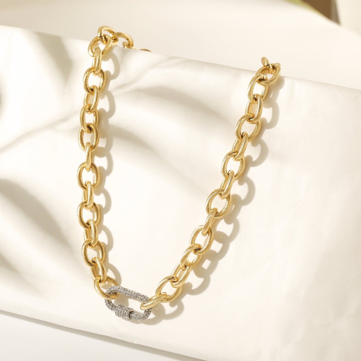 Carabiner CZ Necklace - NSSN870STGCZD-18