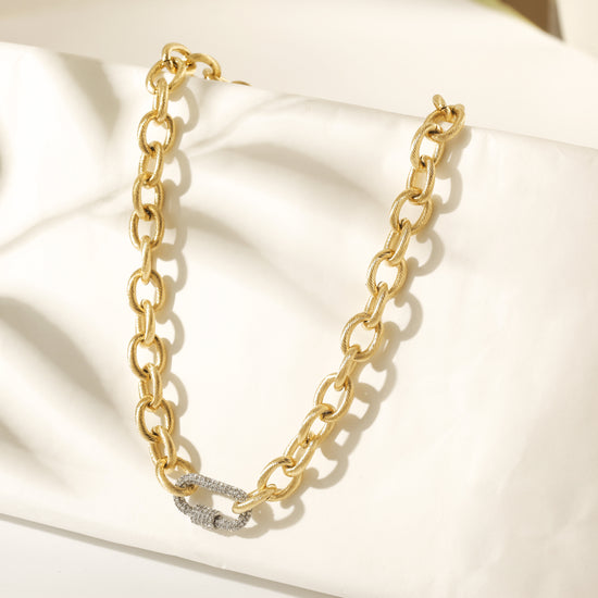 Carabiner CZ Necklace - NSSN870STGCZD-18