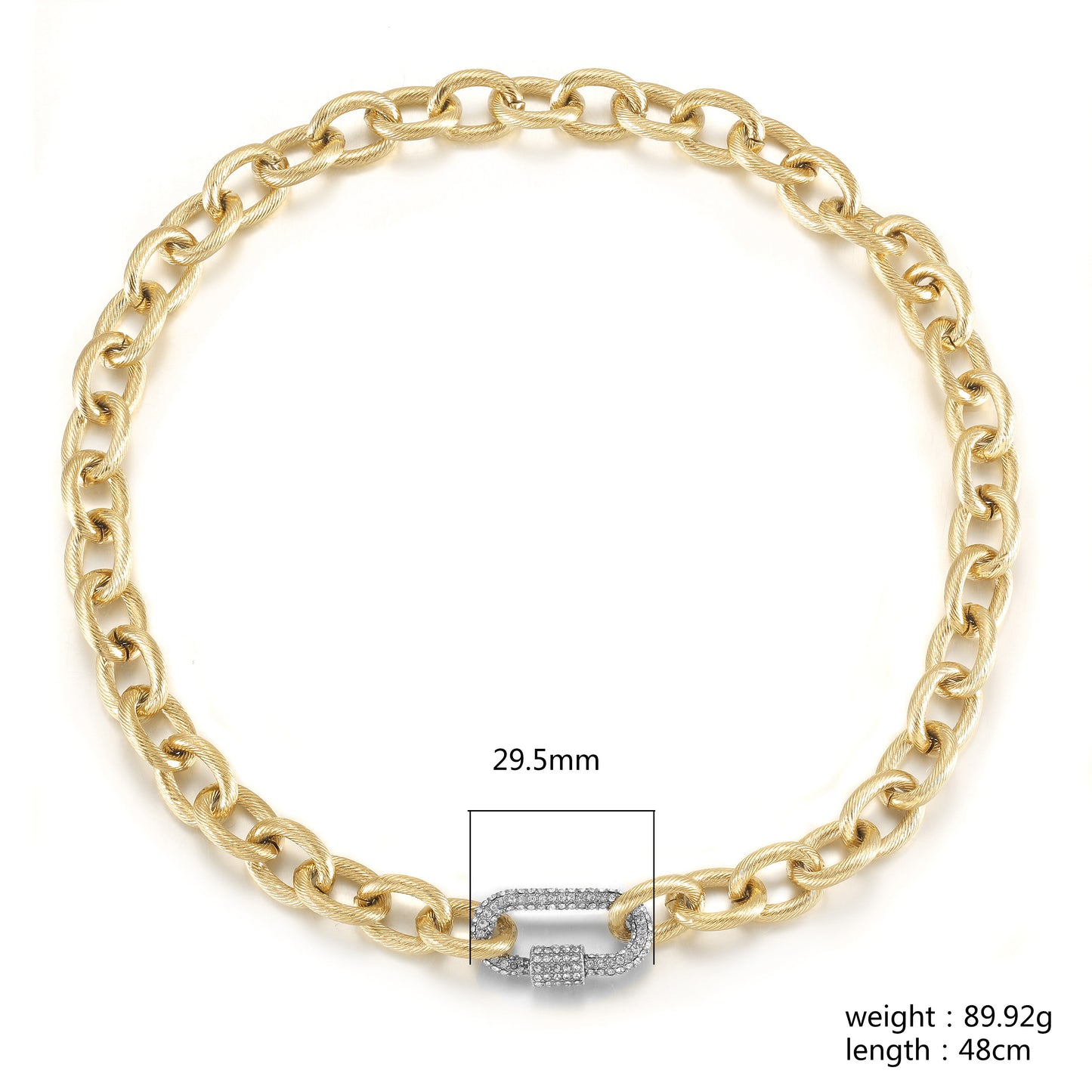 Carabiner CZ Necklace - NSSN870STGCZD-18