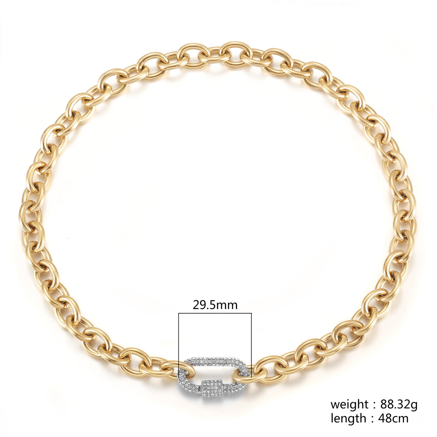 Carabiner CZ Necklace - NSSN871STGCZD-18