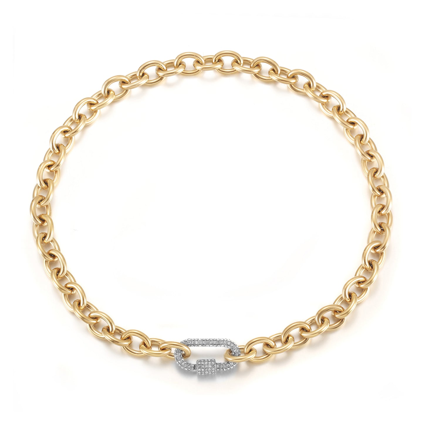 Carabiner CZ Necklace - NSSN871STGCZD-18