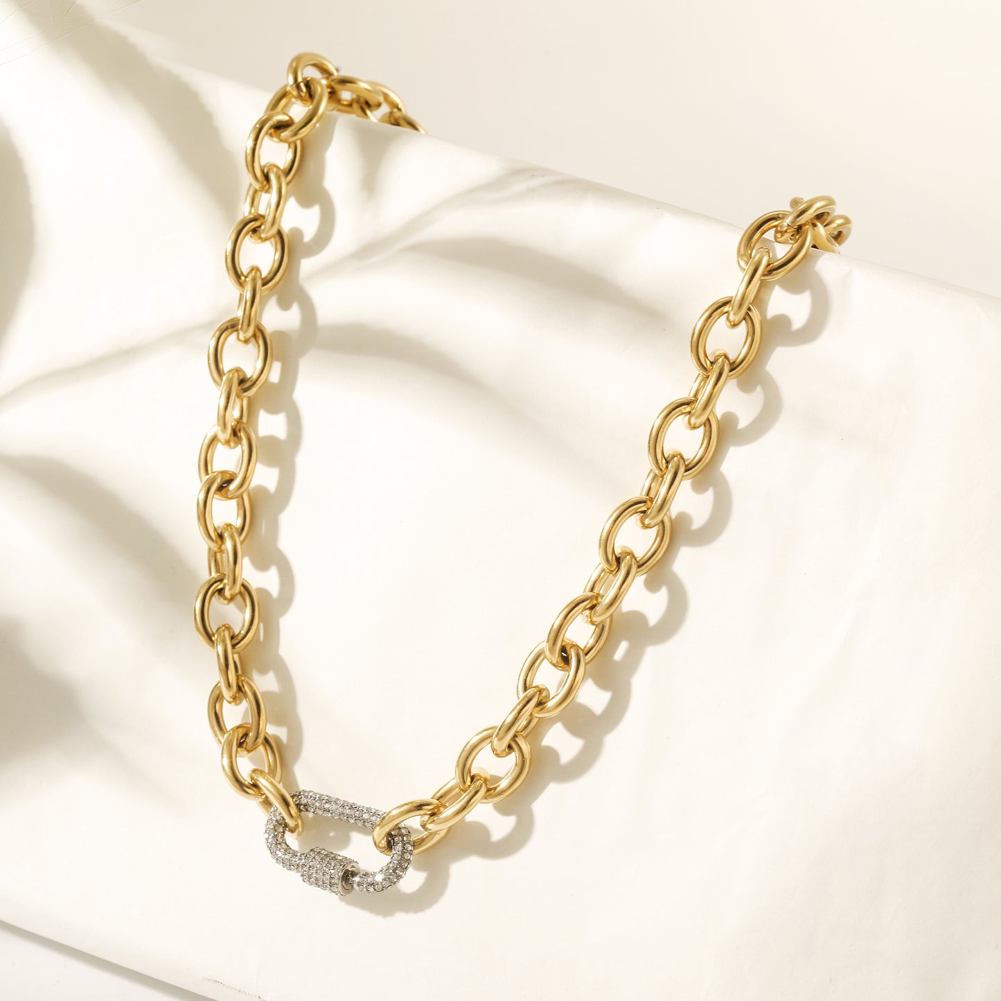 Carabiner CZ Necklace - NSSN871STGCZD-18