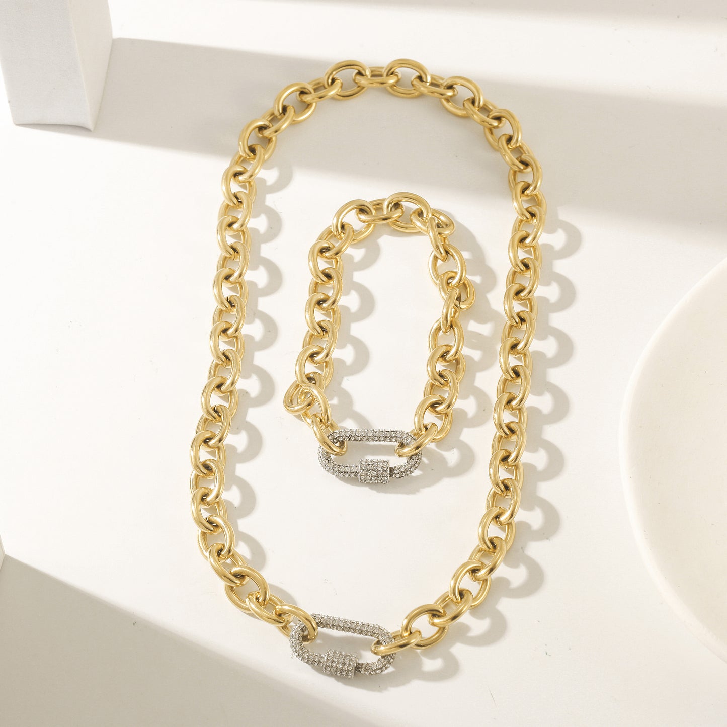 Carabiner CZ Necklace - NSSN871STGCZD-18