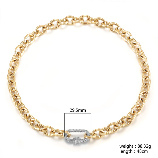 Carabiner CZ Necklace - NSSN871STGCZD-18