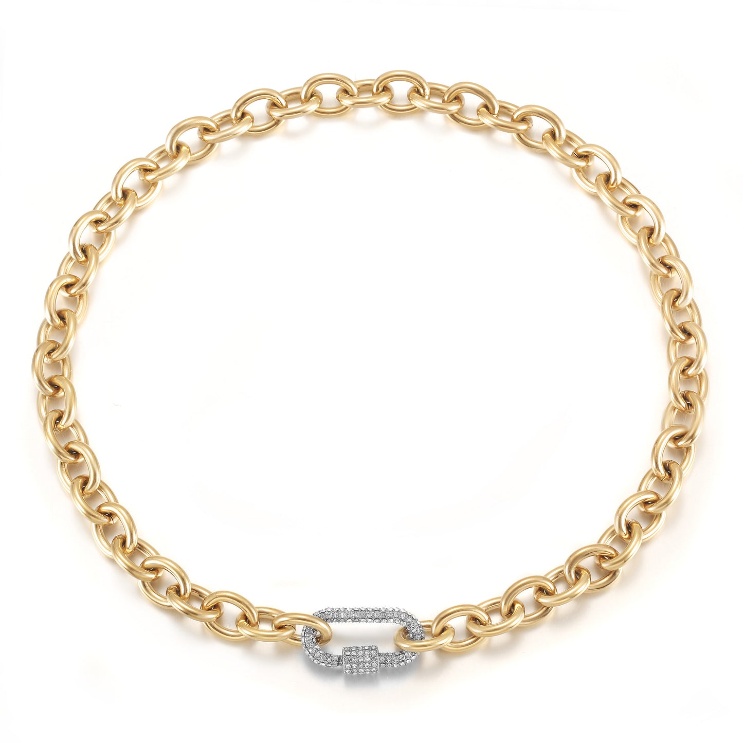 Carabiner CZ Necklace - NSSN871STGCZD-18