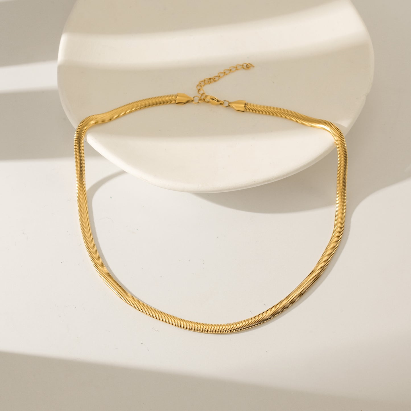 Herringbone Gold Necklace - NSSN874STGC-5.1-16.5