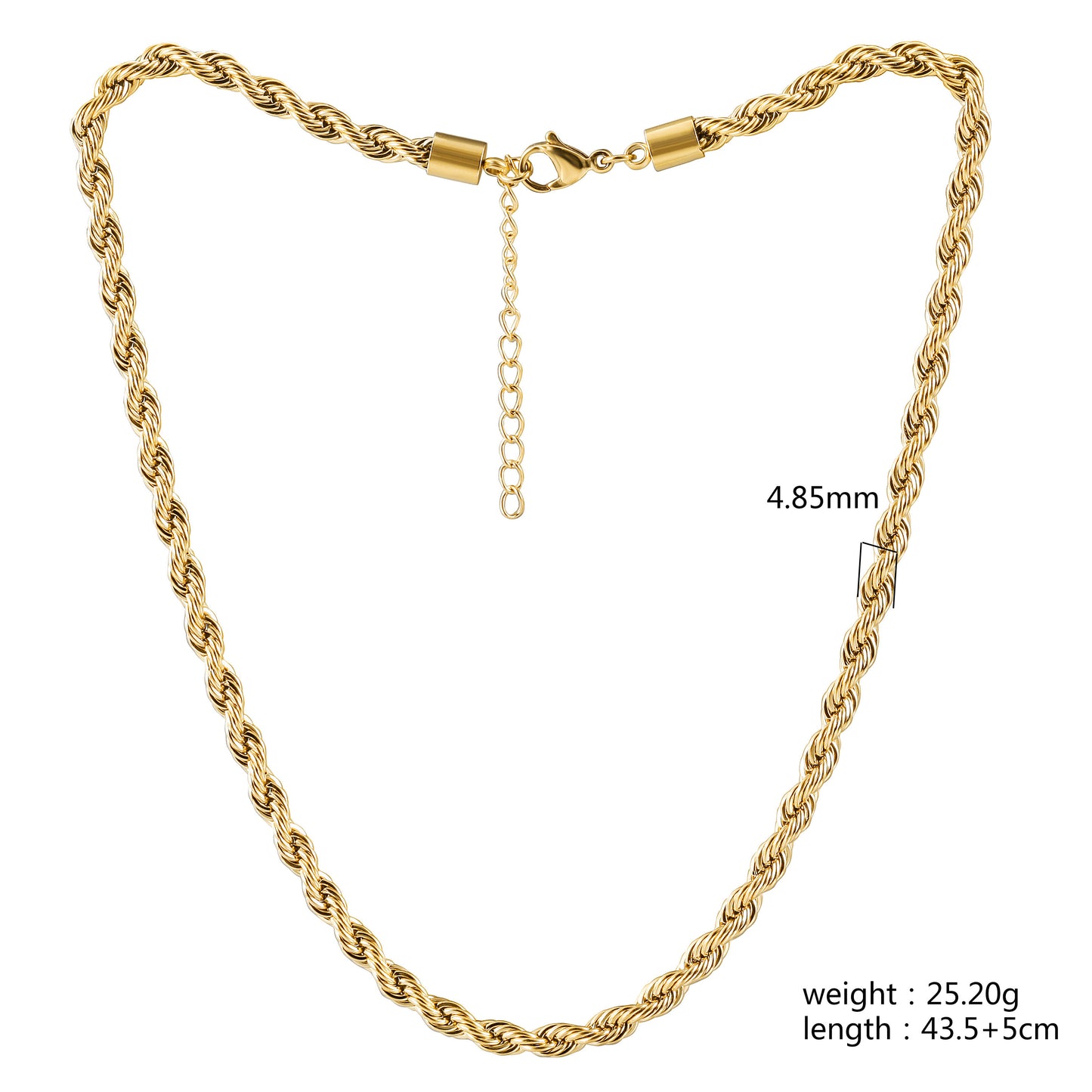 Twisted Gold Necklace -NSSN875STGC-4.85-16.5