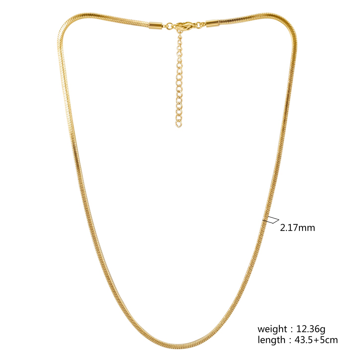 Herringbone Gold Chain Necklace - NSSN876STGC-16.5