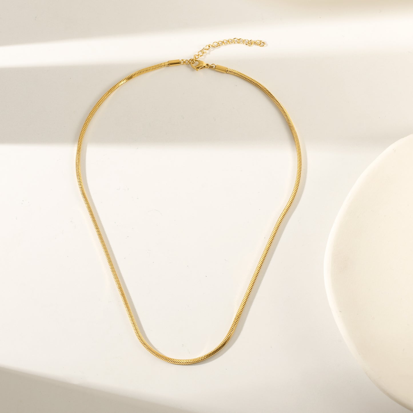 Herringbone Gold Chain Necklace - NSSN876STGC-16.5
