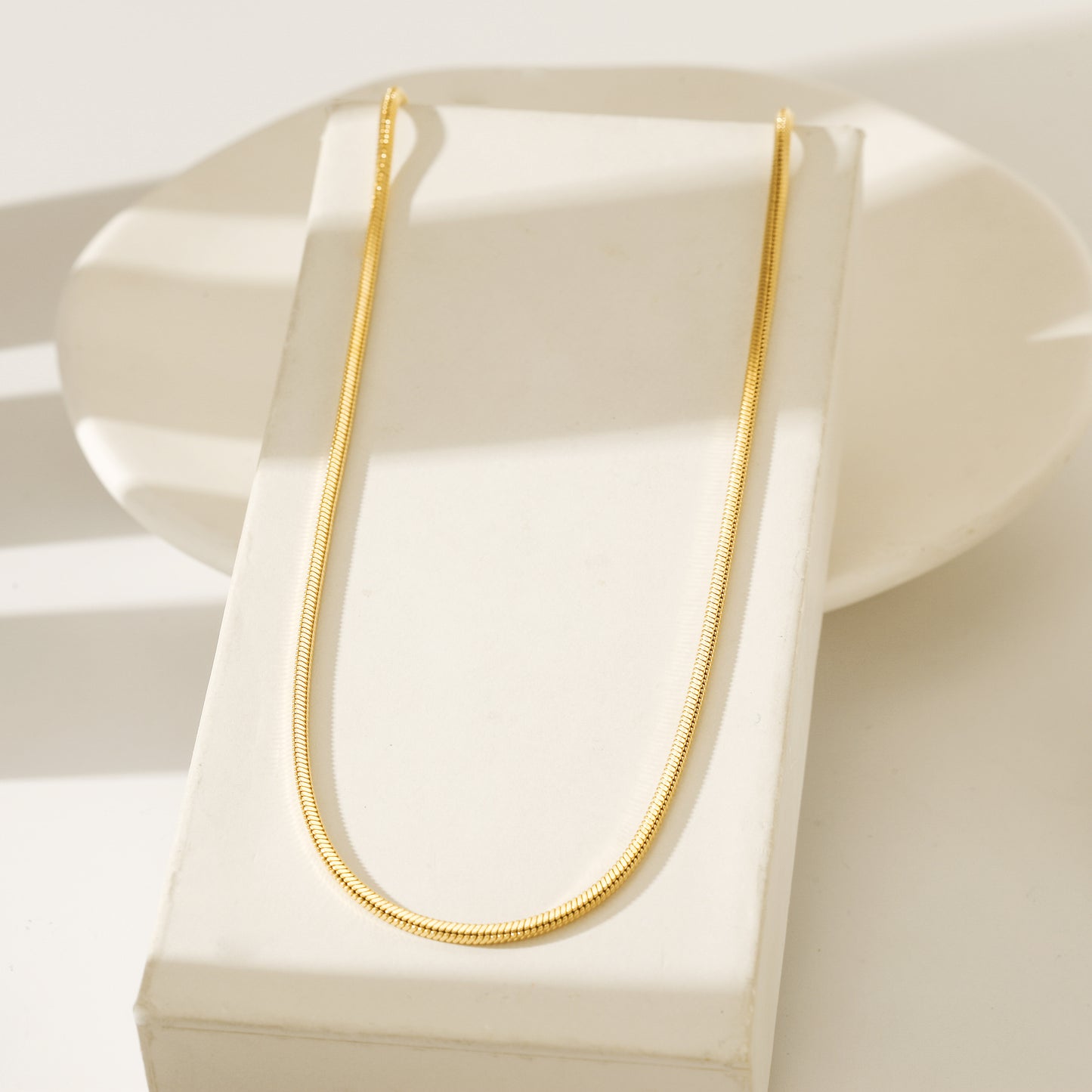 Herringbone Gold Chain Necklace - NSSN876STGC-16.5