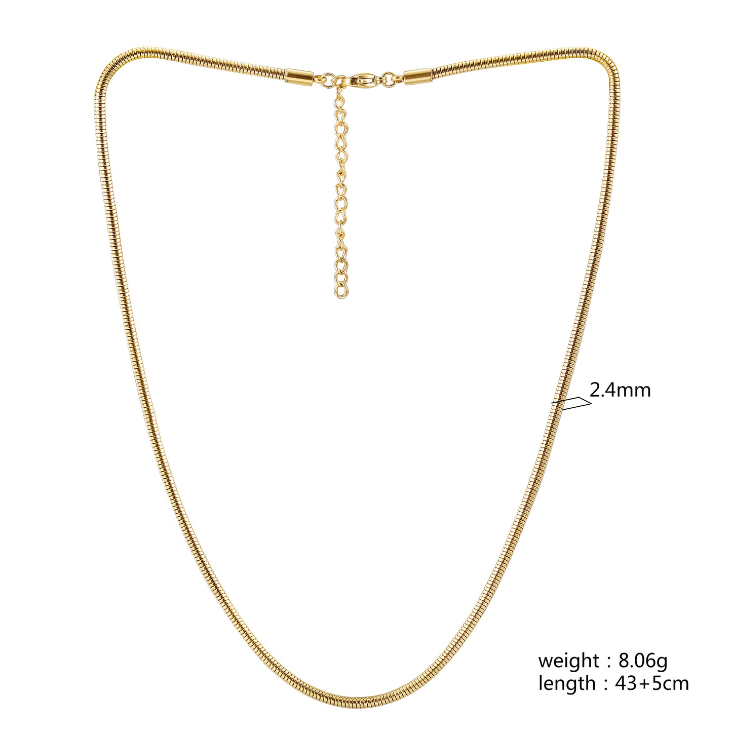 Herringbone Gold Chain Necklace - NSSN877STGC-16.5