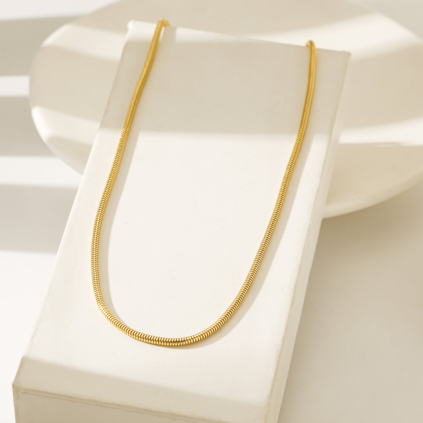 Herringbone Gold Chain Necklace - NSSN877STGC-16.5