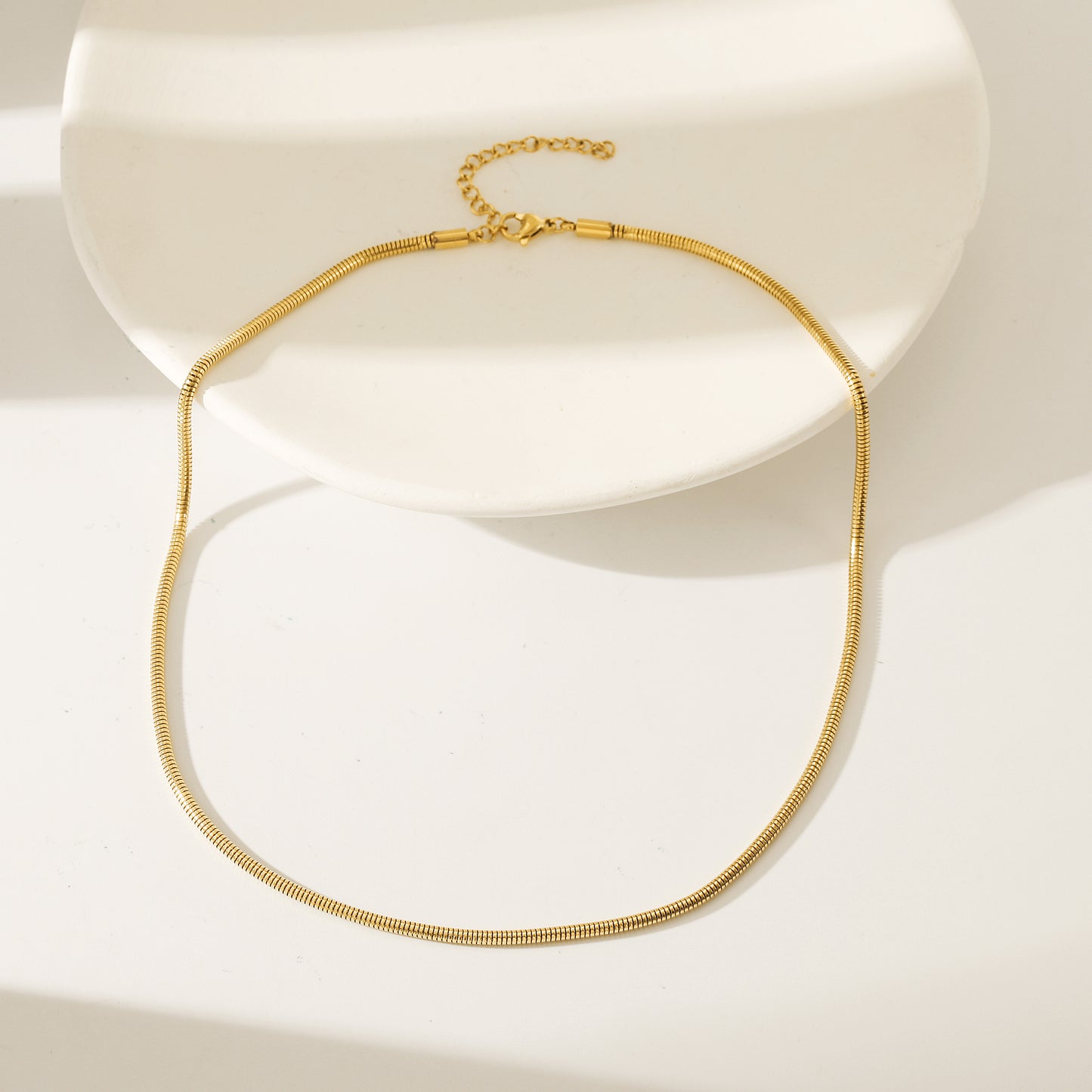 Herringbone Gold Chain Necklace - NSSN877STGC-16.5