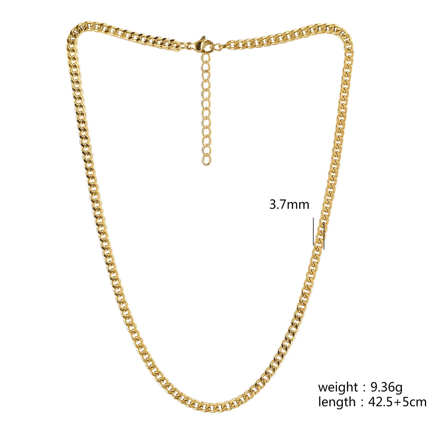 Gold Cuba Necklace - NSSN878STGC-3.7-16.2
