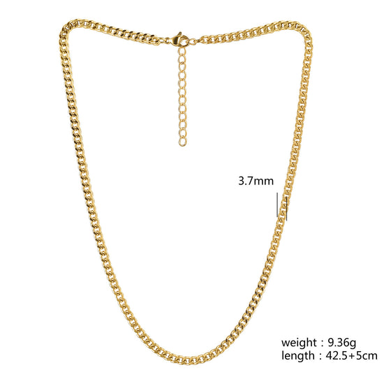 Gold Cuba Necklace - NSSN878STGC-3.7-16.2