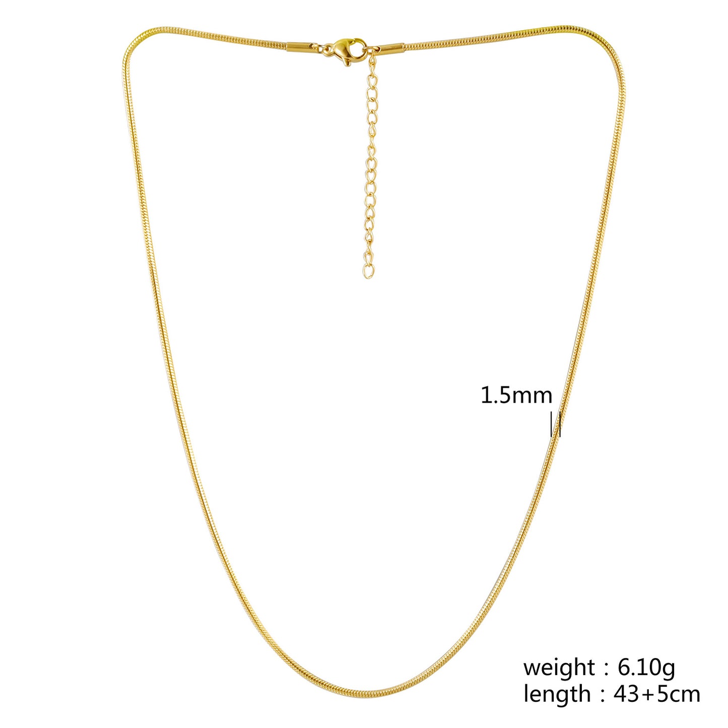 Snake Chain Necklace - NSSN880STGC-16.5