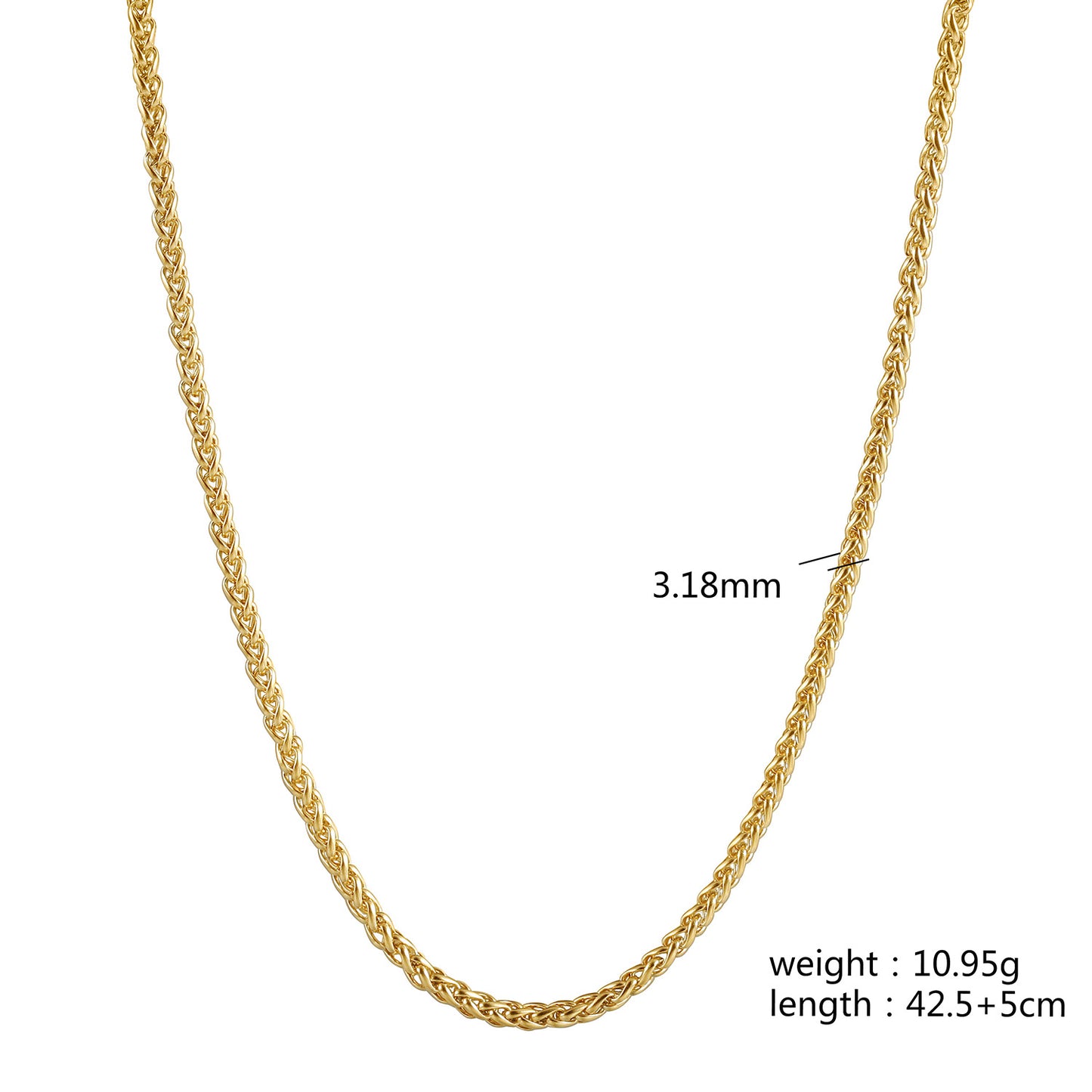 Gold Twisted Necklace - NSSN884STGC-16.2