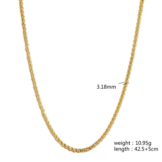 Gold Twisted Necklace - NSSN884STGC-16.2