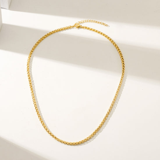 Gold Twisted Necklace - NSSN884STGC-16.2