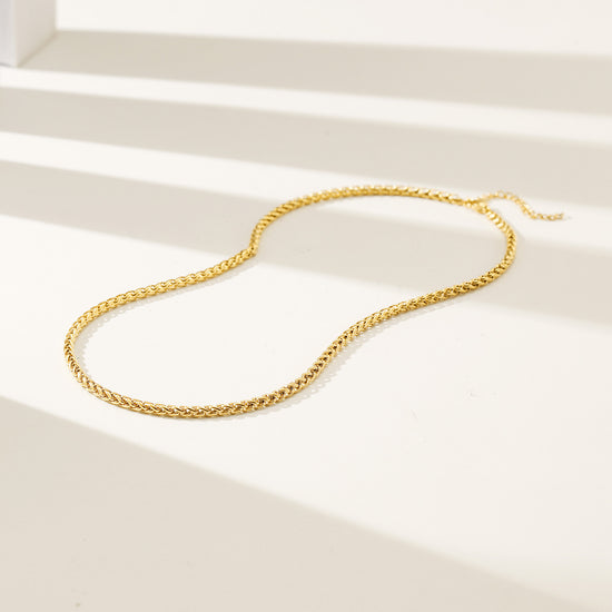 Gold Twisted Necklace - NSSN884STGC-16.2