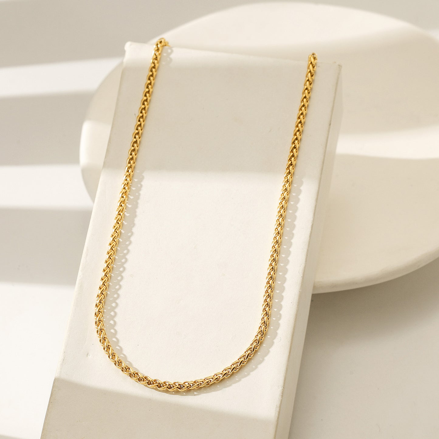 Gold Twisted Necklace - NSSN884STGC-16.2