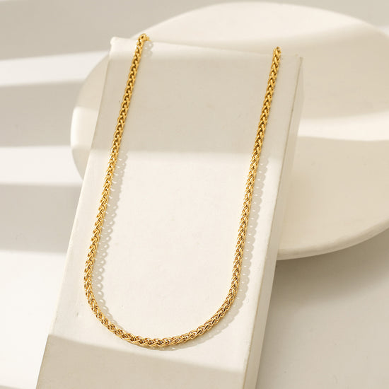 Gold Twisted Necklace - NSSN884STGC-16.2