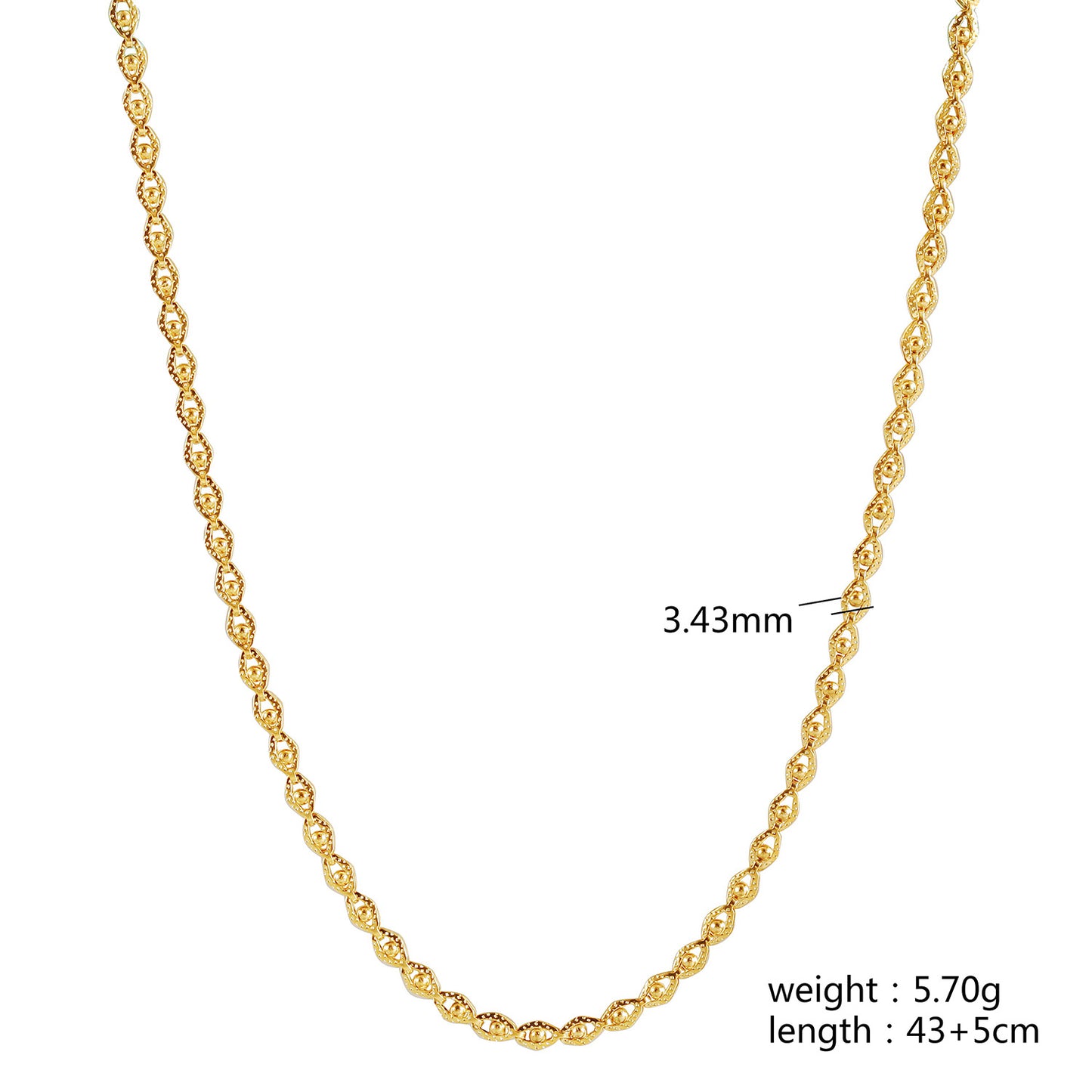 Gold Evil Eye Necklace - NSSN885STGC-16.5