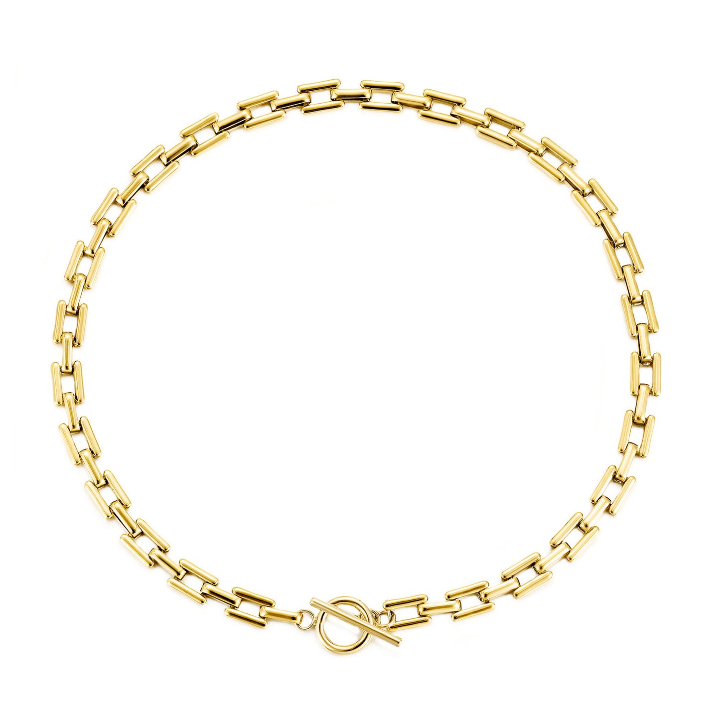 14k Gold Lock Square Necklace