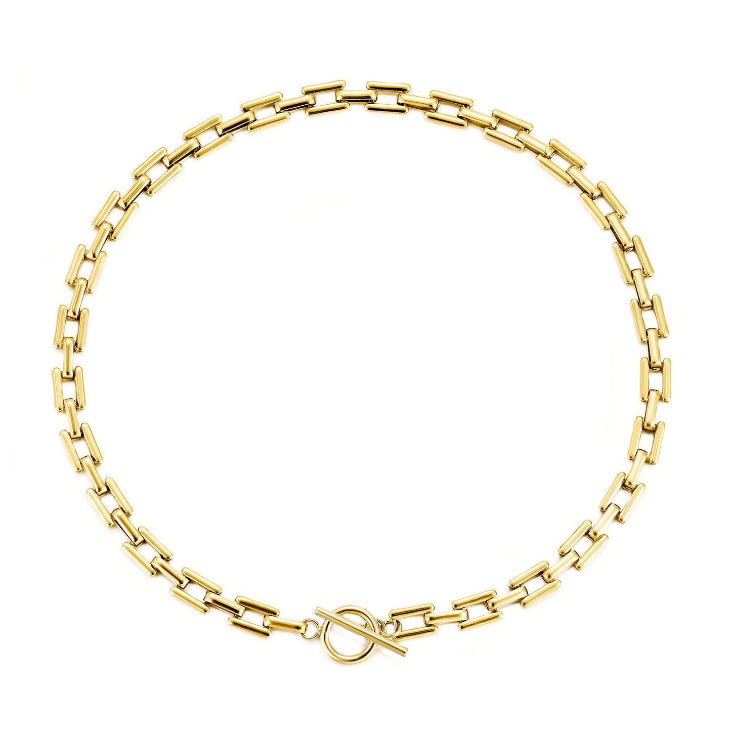 14k Gold Lock Square Necklace