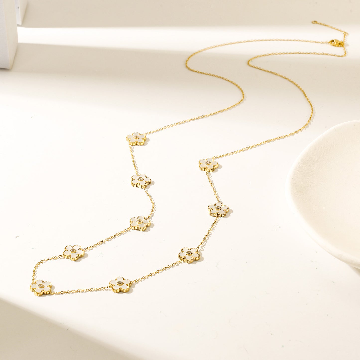 Flower Vintage Long Necklace - NSSN898STGCWT