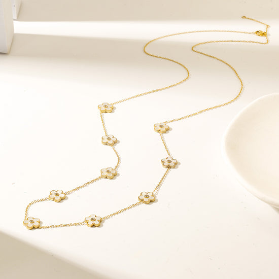 Flower Vintage Long Necklace - NSSN898STGCWT
