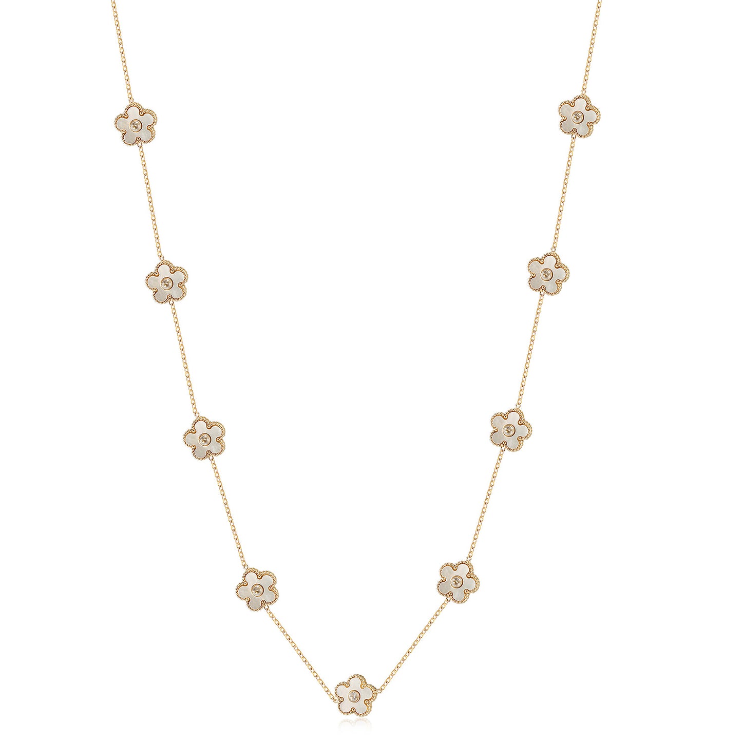 Flower Vintage Long Necklace - NSSN898STGCWT