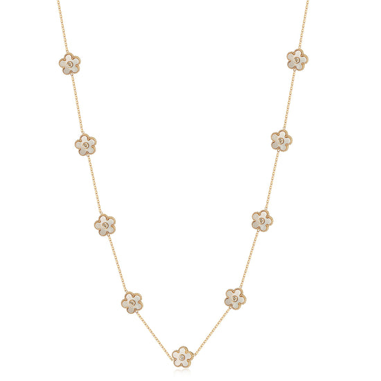 Flower Vintage Long Necklace - NSSN898STGCWT
