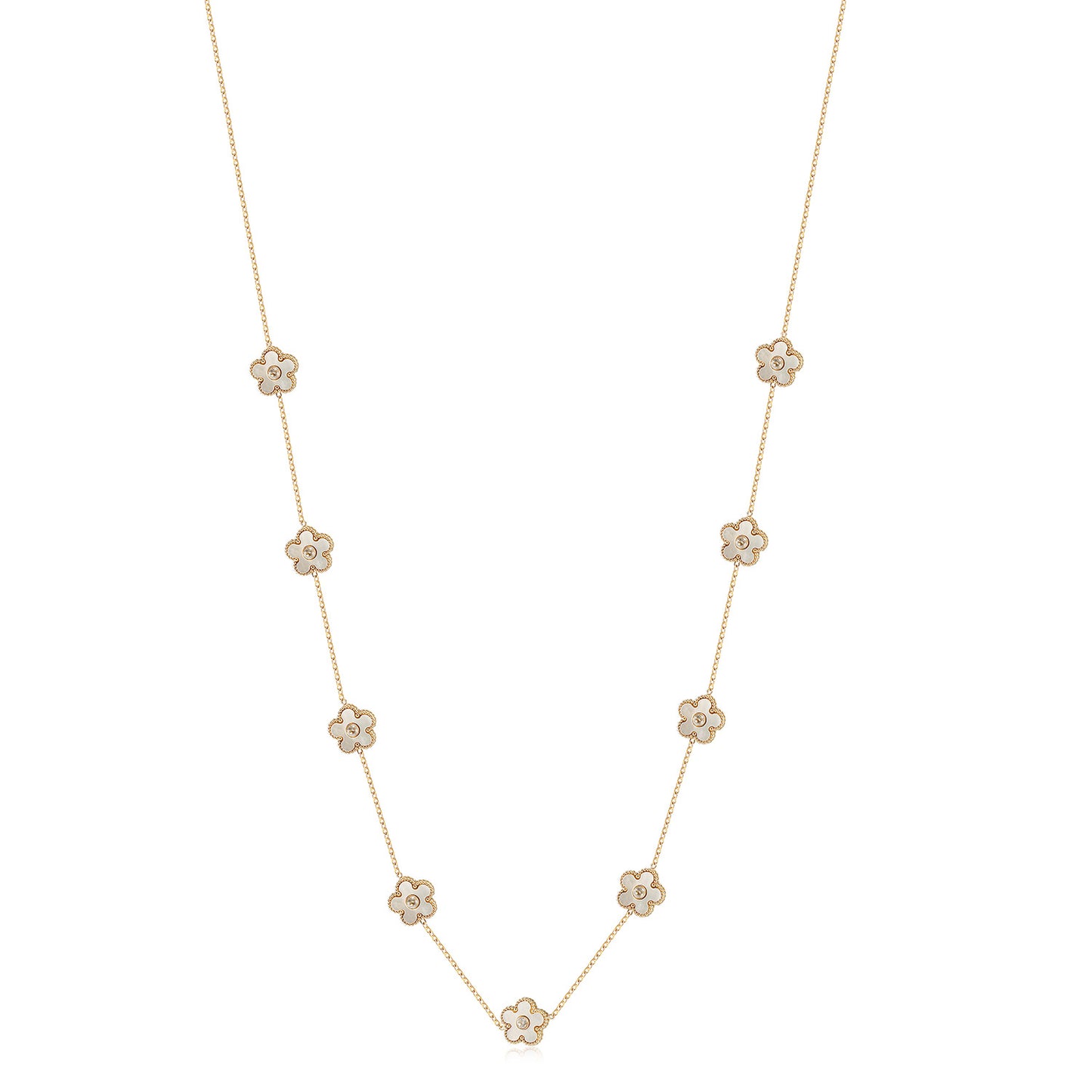 Flower Vintage Long Necklace - NSSN898STGCWT