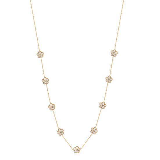 Flower Vintage Long Necklace - NSSN898STGCWT